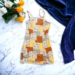 Cider Orange Patchwork Mini Dress Large